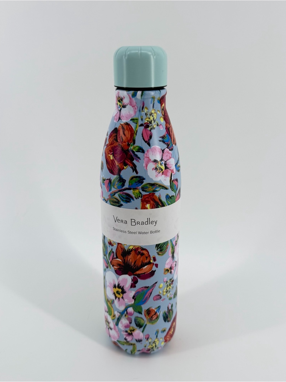 Vera Bradley Sea Air Floral Stainless Steel Water Bottle 17oz Double Walled Blue
